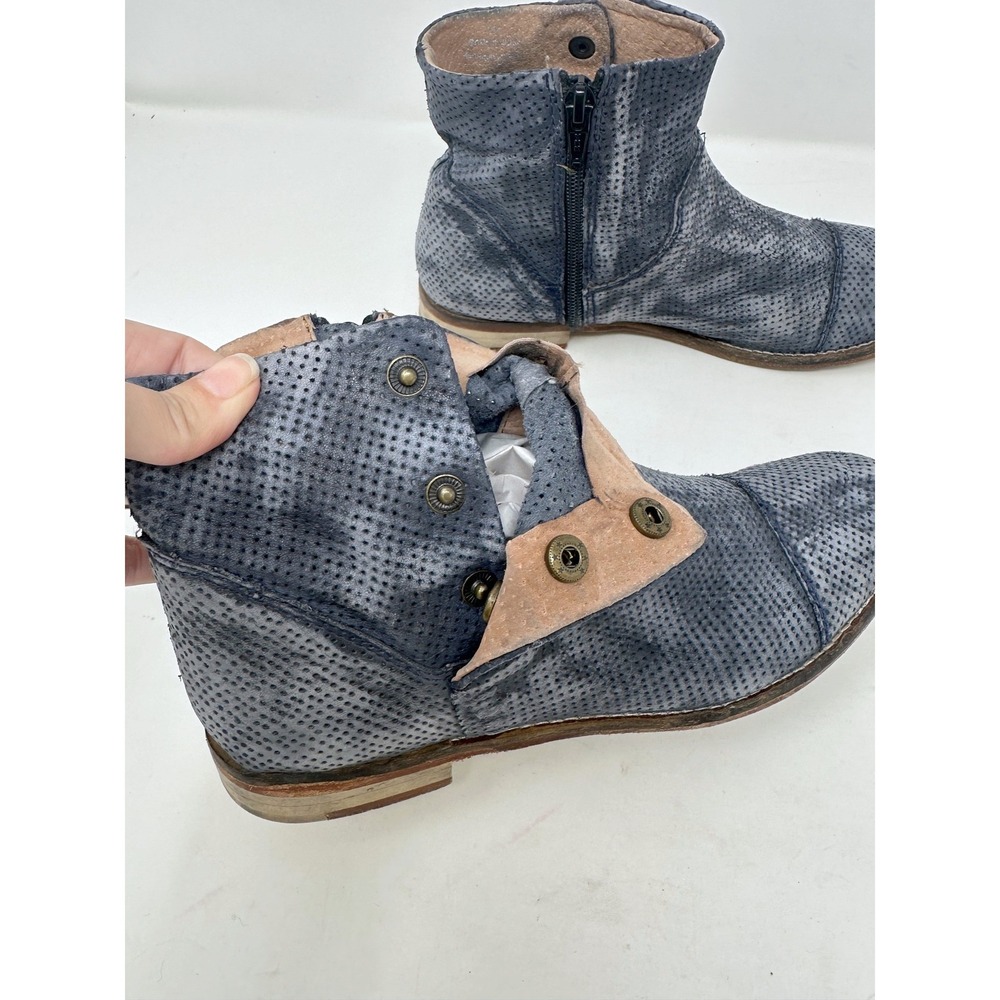 Free People Shadow Lark Ankle Bootie Leather Grey Blue 38 / US Womens 8 - Picture 7 of 9
